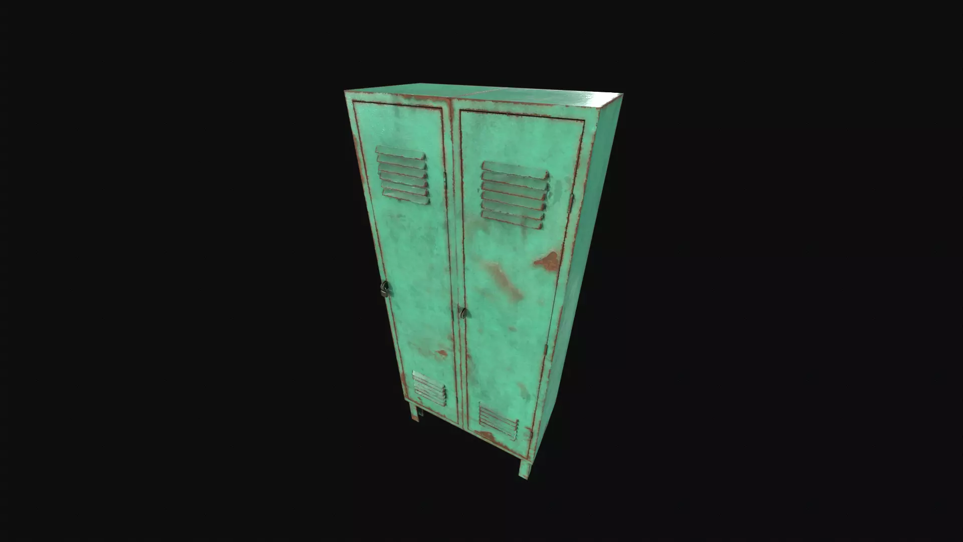 Lockers with padlock Low-poly 3D model_3