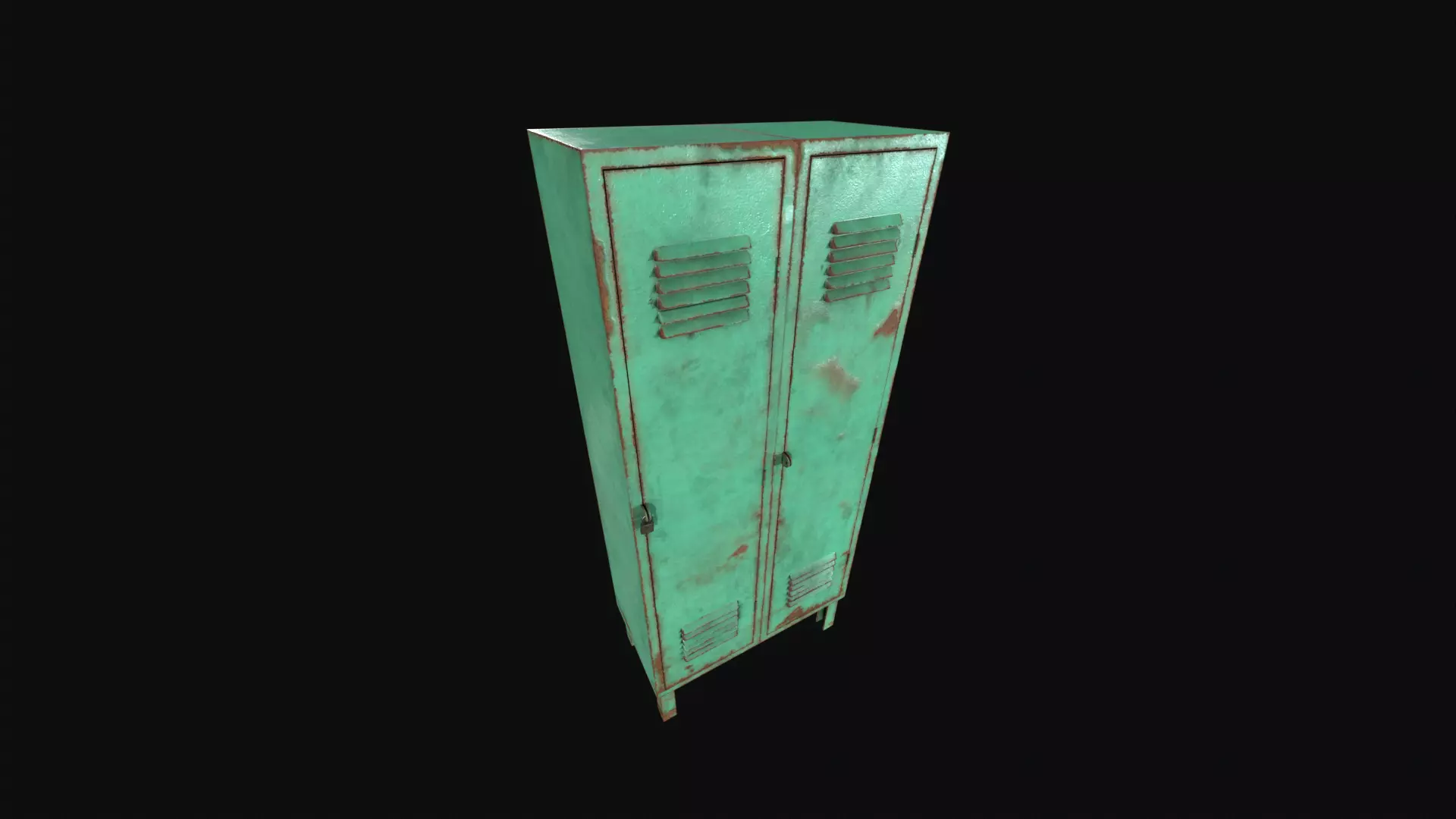 Lockers with padlock Low-poly 3D model_2