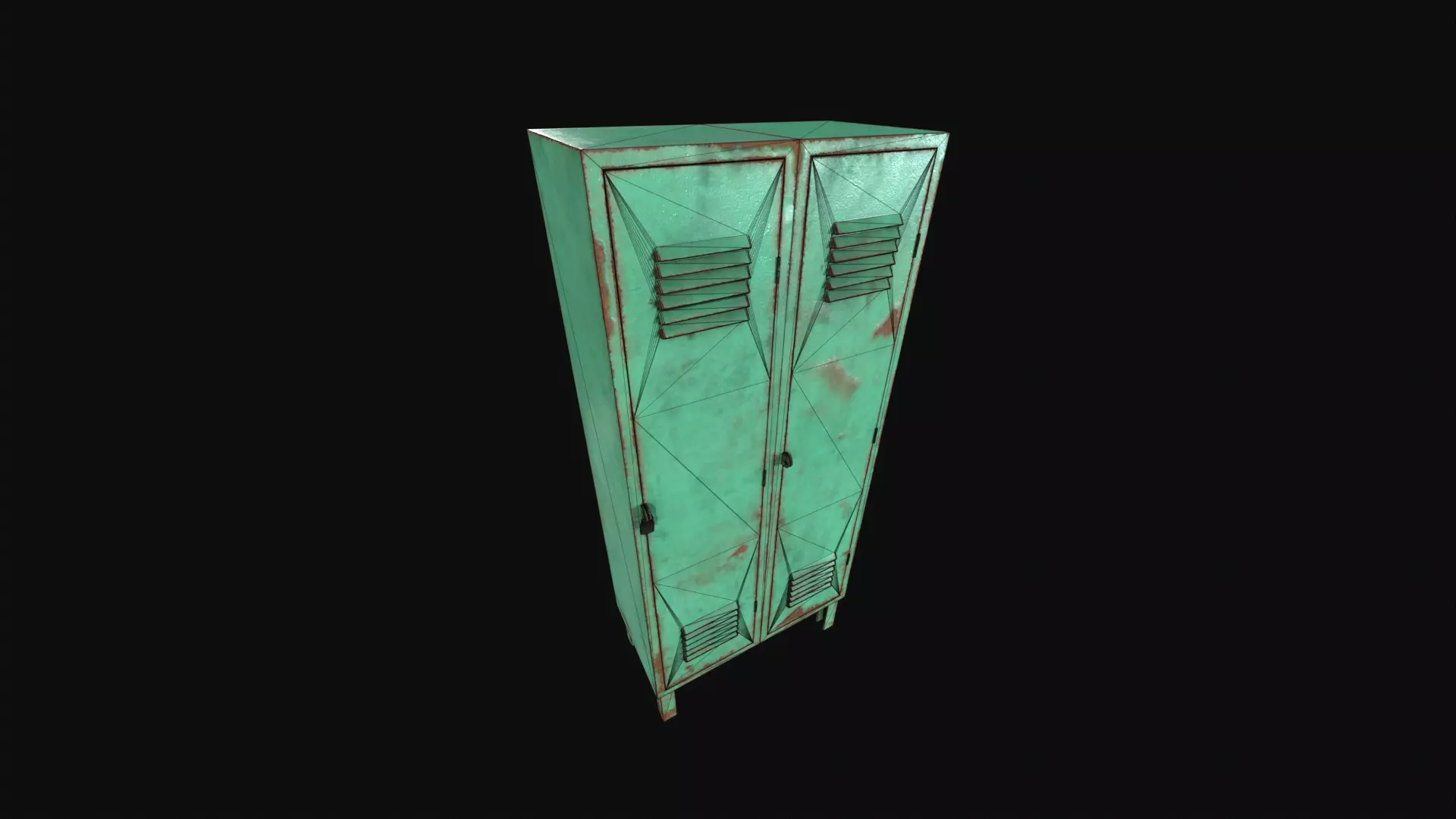 Lockers with padlock Low-poly 3D model_8