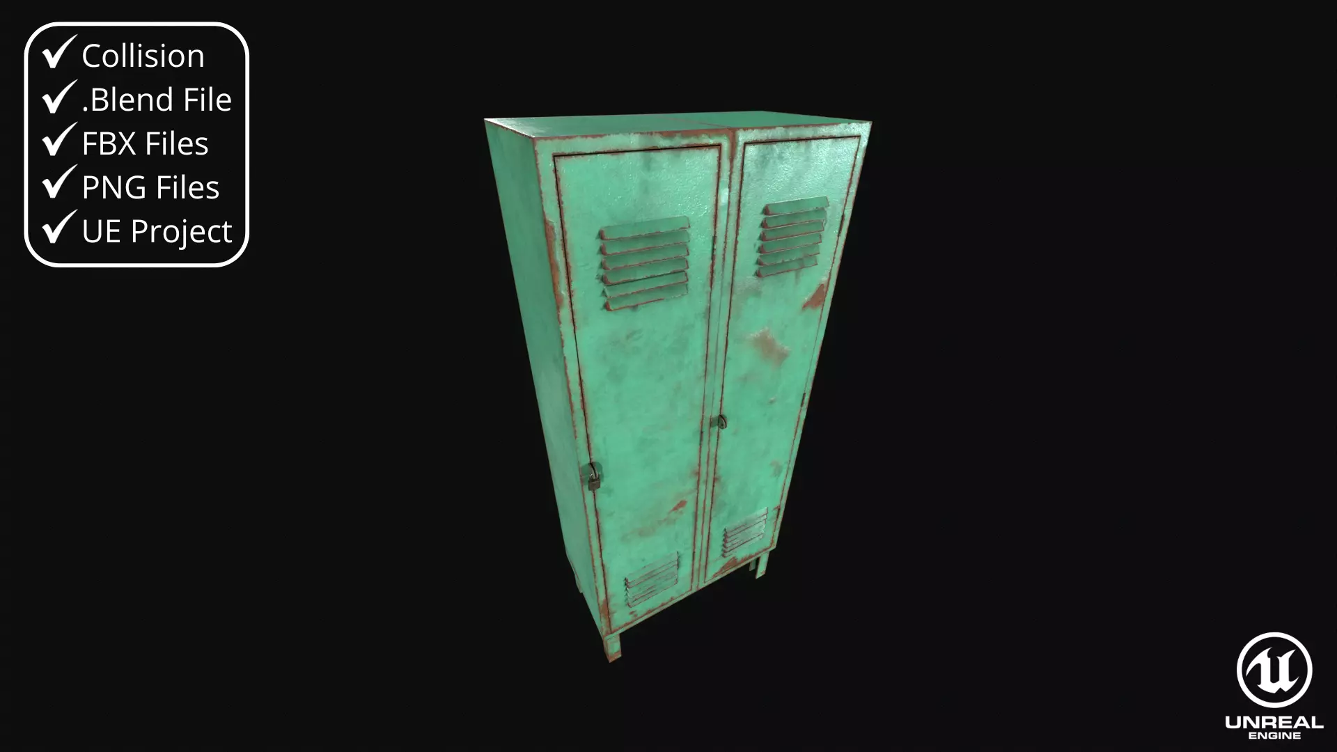 Lockers with padlock Low-poly 3D model_0