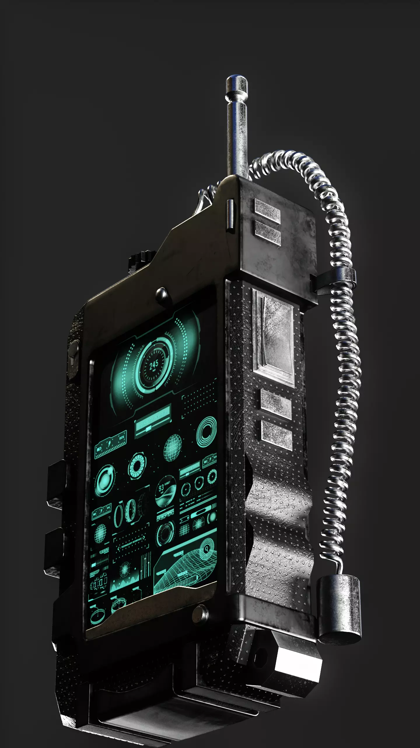 Sci Fi Walkie Talkie Low Poly Game Asset  PBR Textured Low-poly 3D model_6