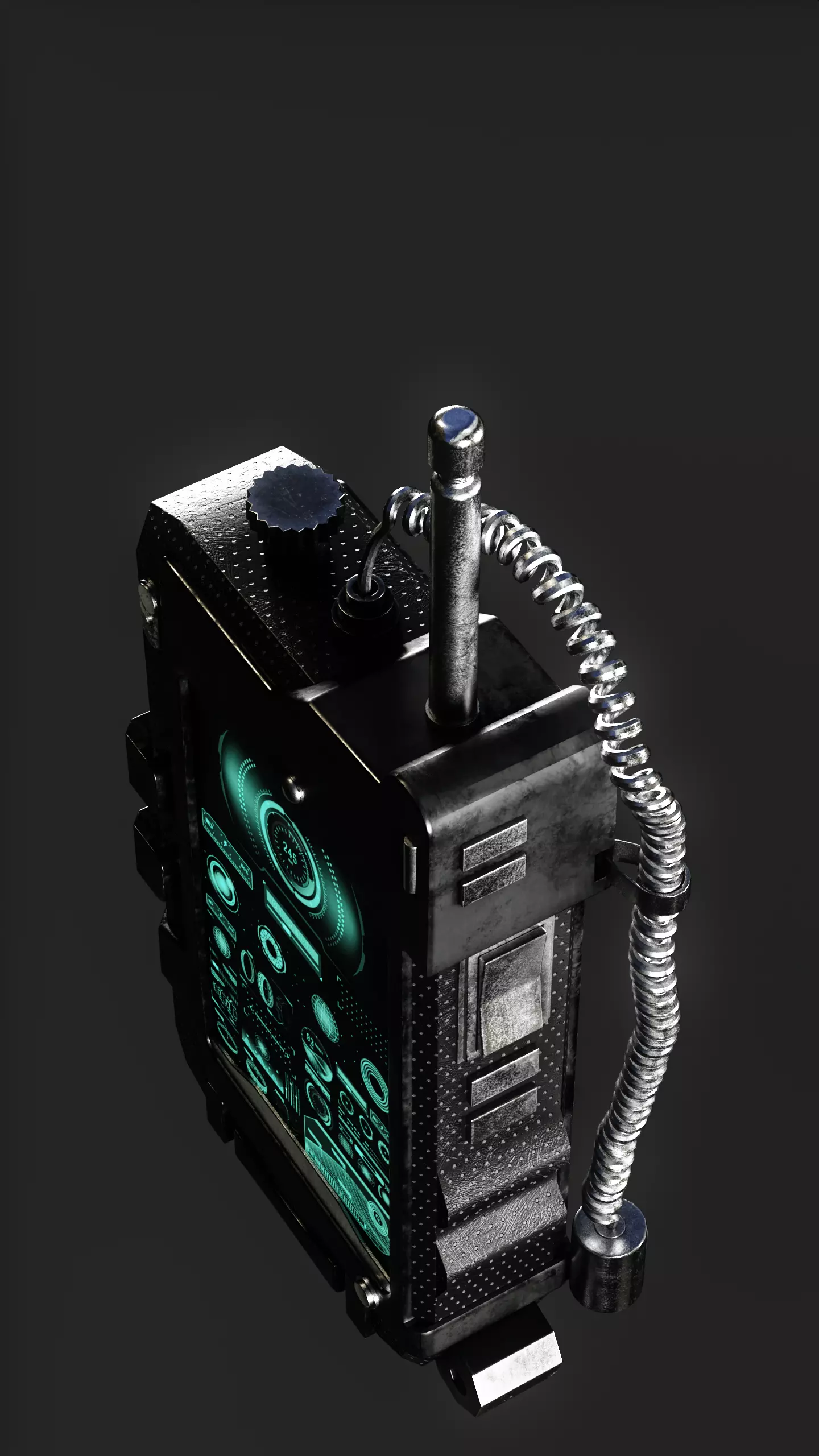 Sci Fi Walkie Talkie Low Poly Game Asset  PBR Textured Low-poly 3D model_2