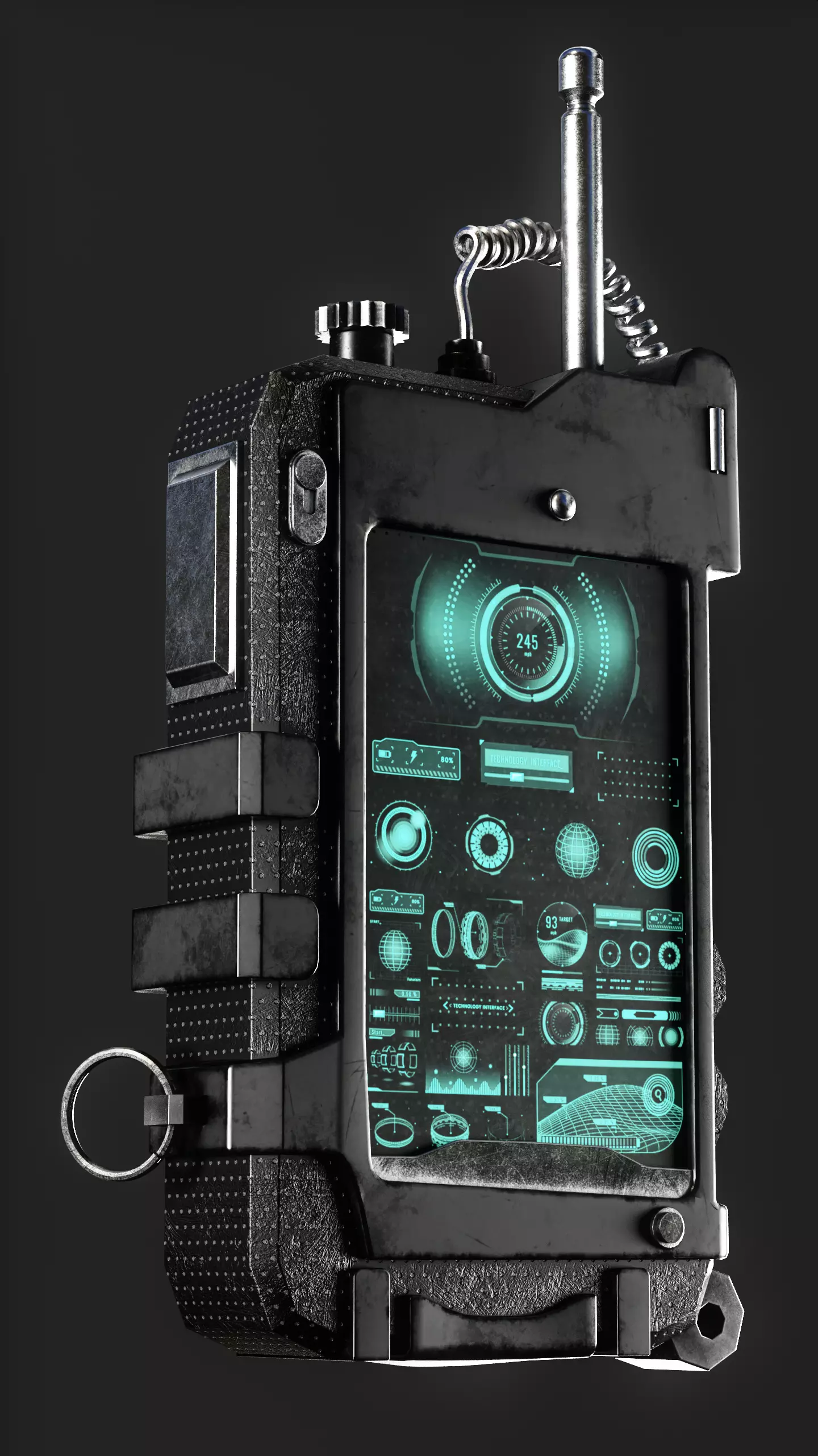 Sci Fi Walkie Talkie Low Poly Game Asset  PBR Textured Low-poly 3D model_5