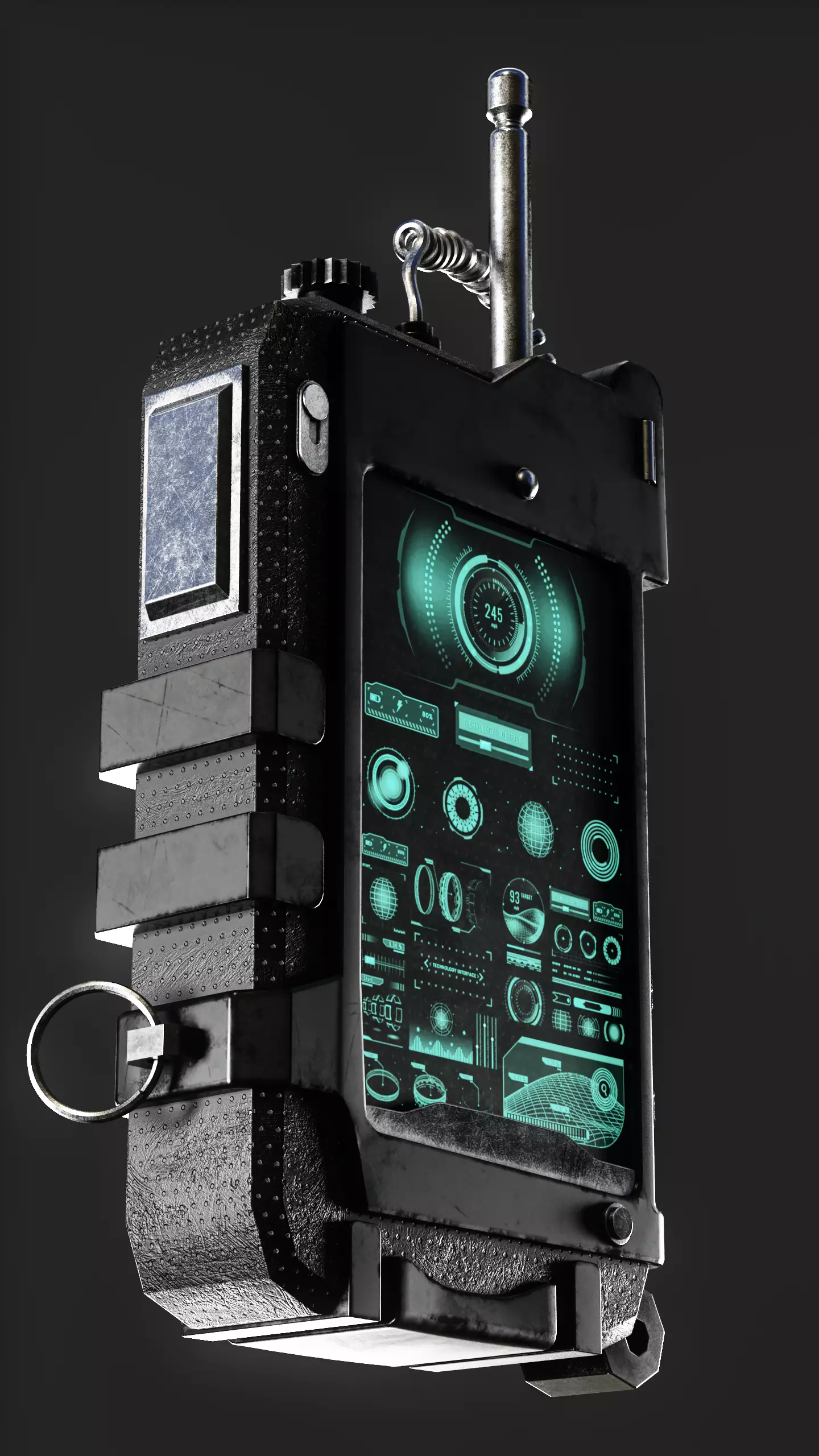 Sci Fi Walkie Talkie Low Poly Game Asset  PBR Textured Low-poly 3D model_11