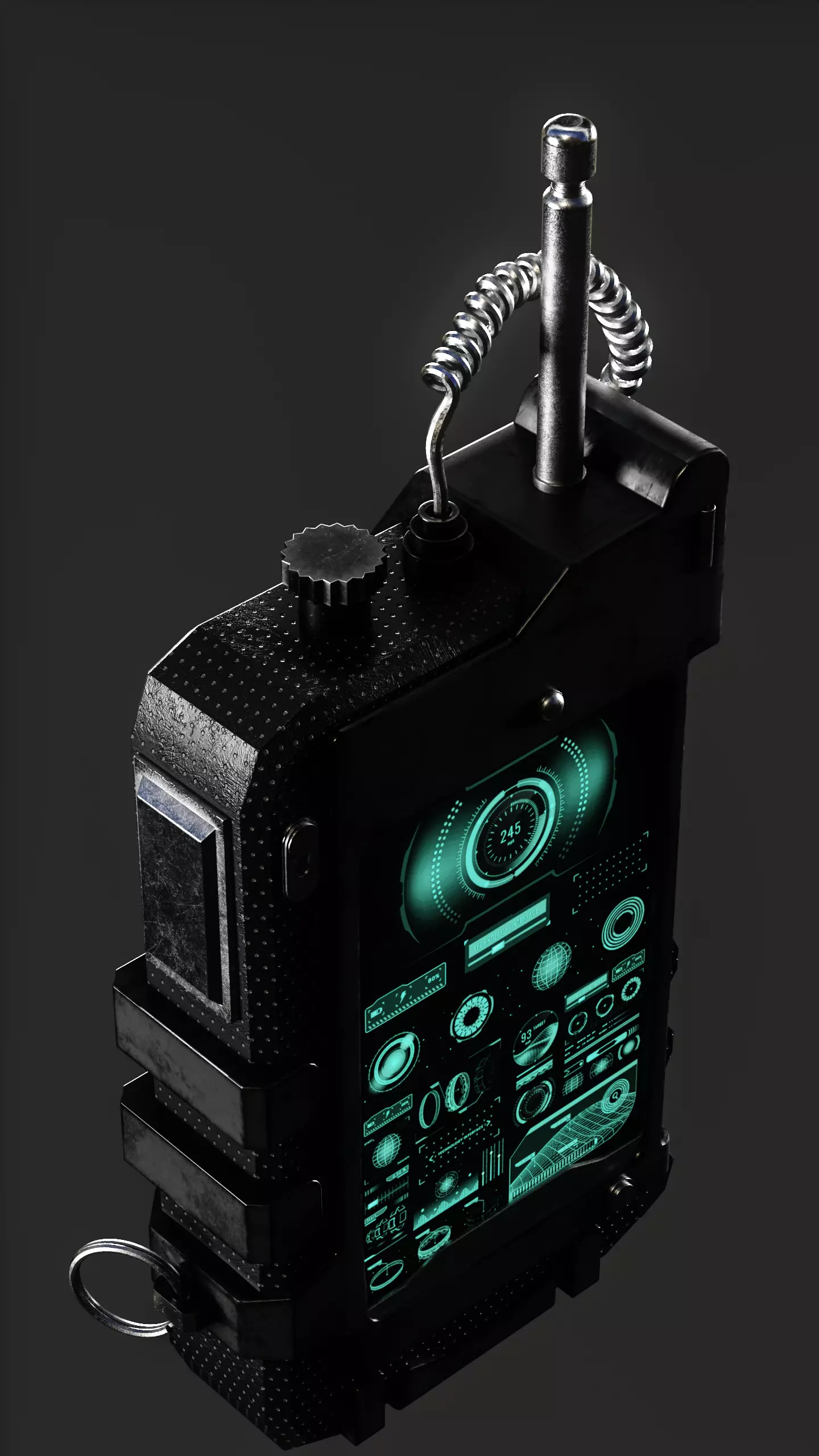 Sci Fi Walkie Talkie Low Poly Game Asset  PBR Textured Low-poly 3D model_3