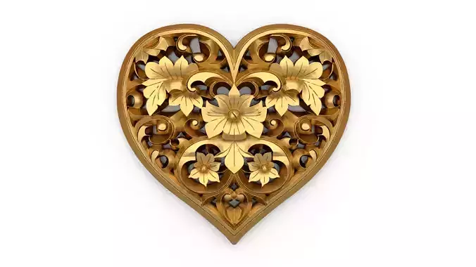 Heart decorative ornament onlay cnc 3d printing stl 02
