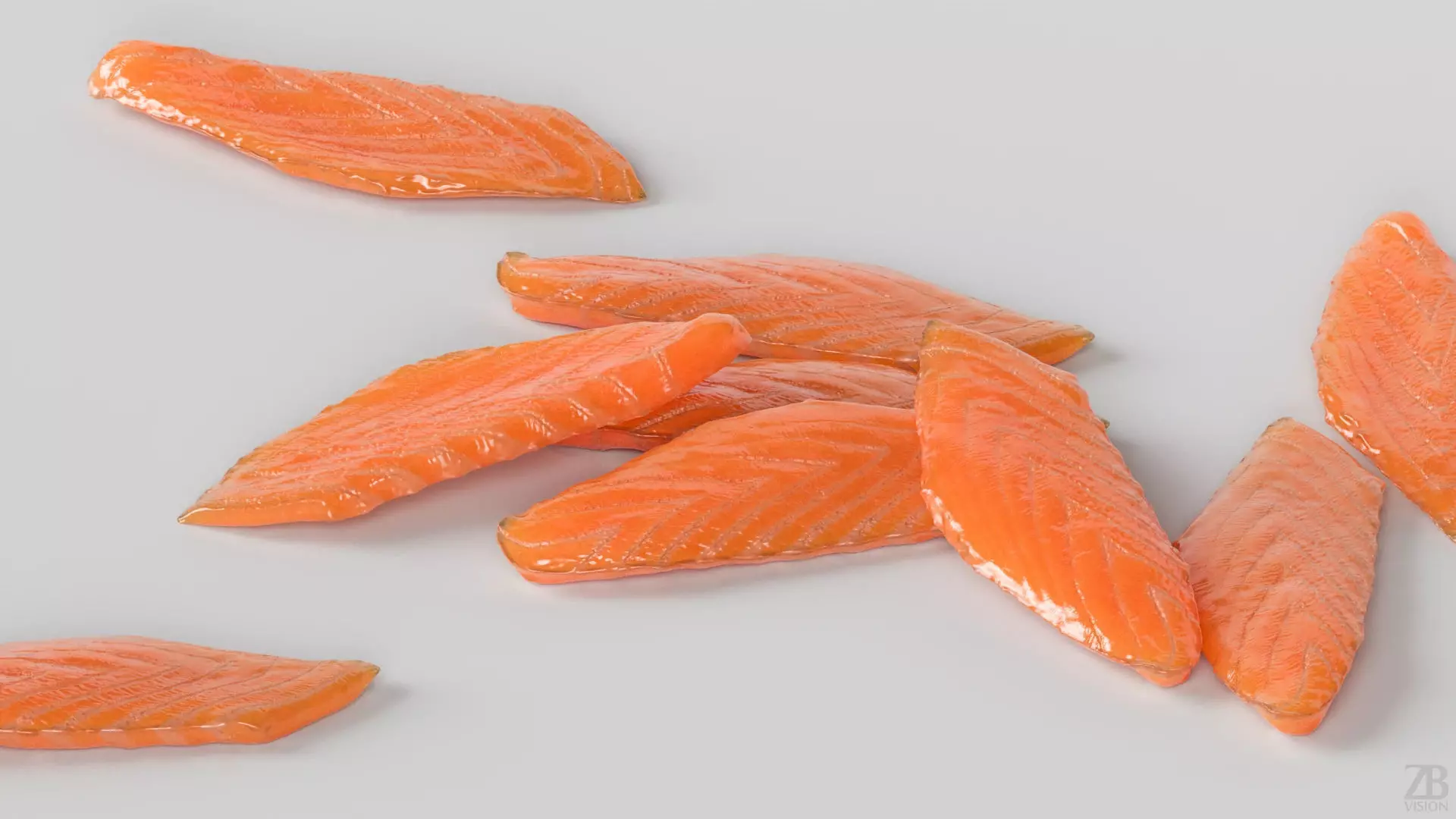 Salmon Slice 3D model_2