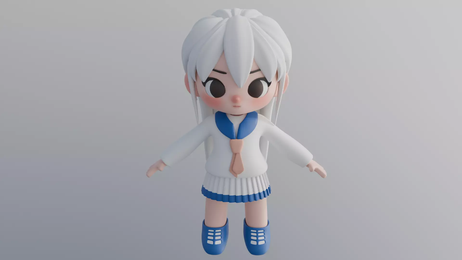 Cute Chibi 3D Character Low-poly 3D model_0