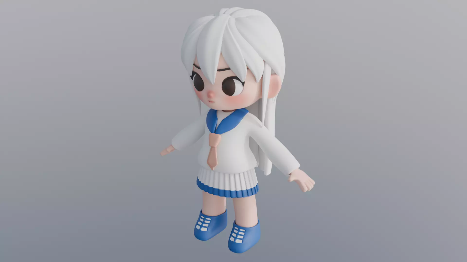 Cute Chibi 3D Character Low-poly 3D model_1