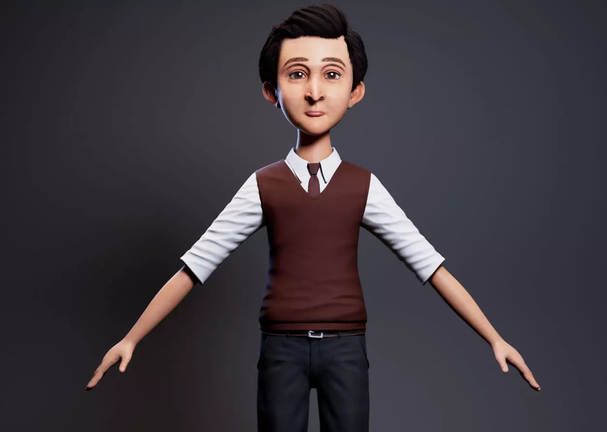 stylized cartoon character Low-poly 3D model_5
