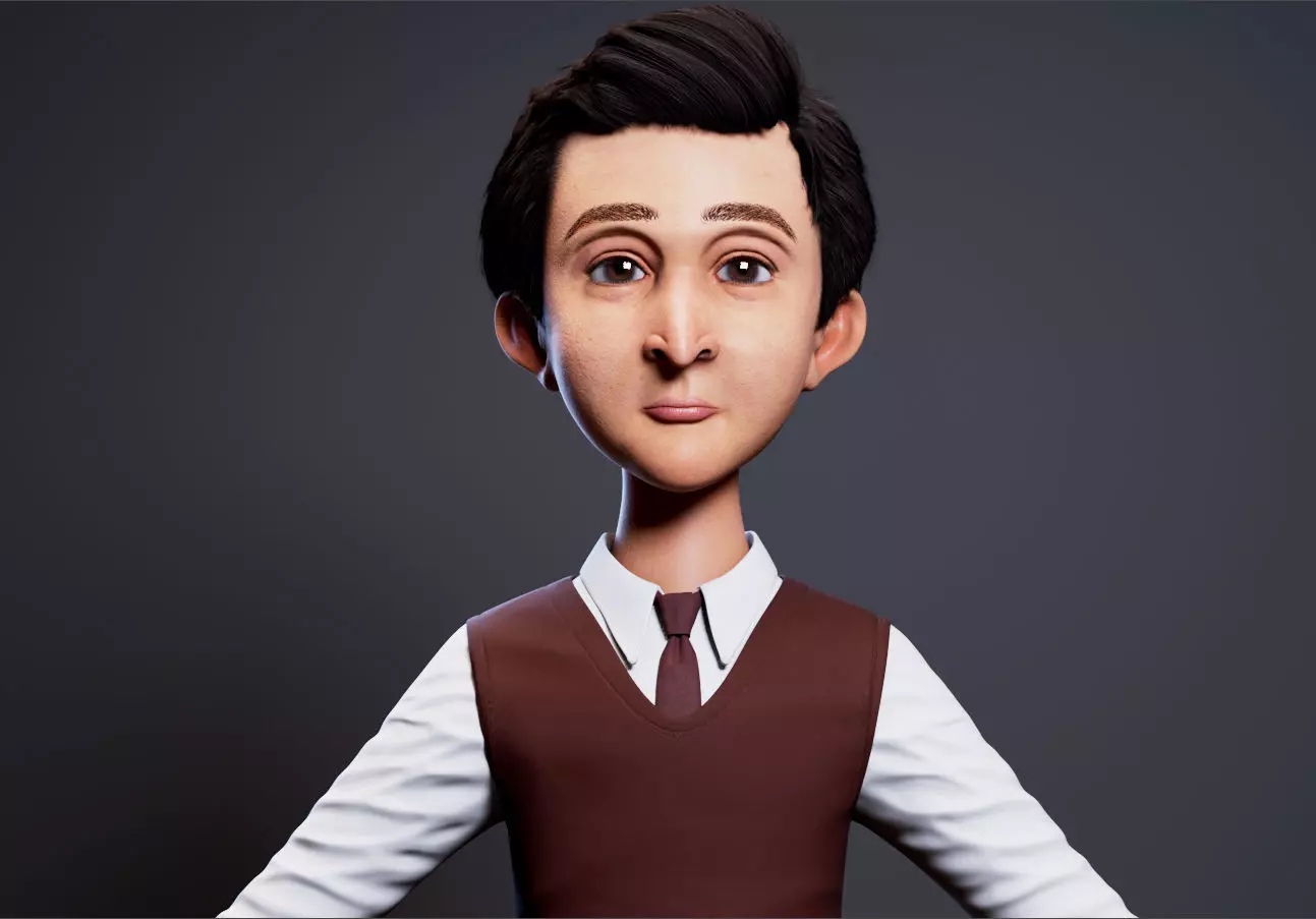 stylized cartoon character Low-poly 3D model_3