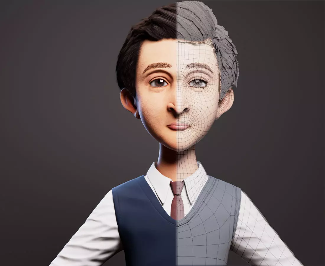 stylized cartoon character Low-poly 3D model_8