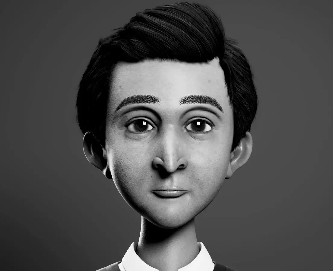 stylized cartoon character Low-poly 3D model_1