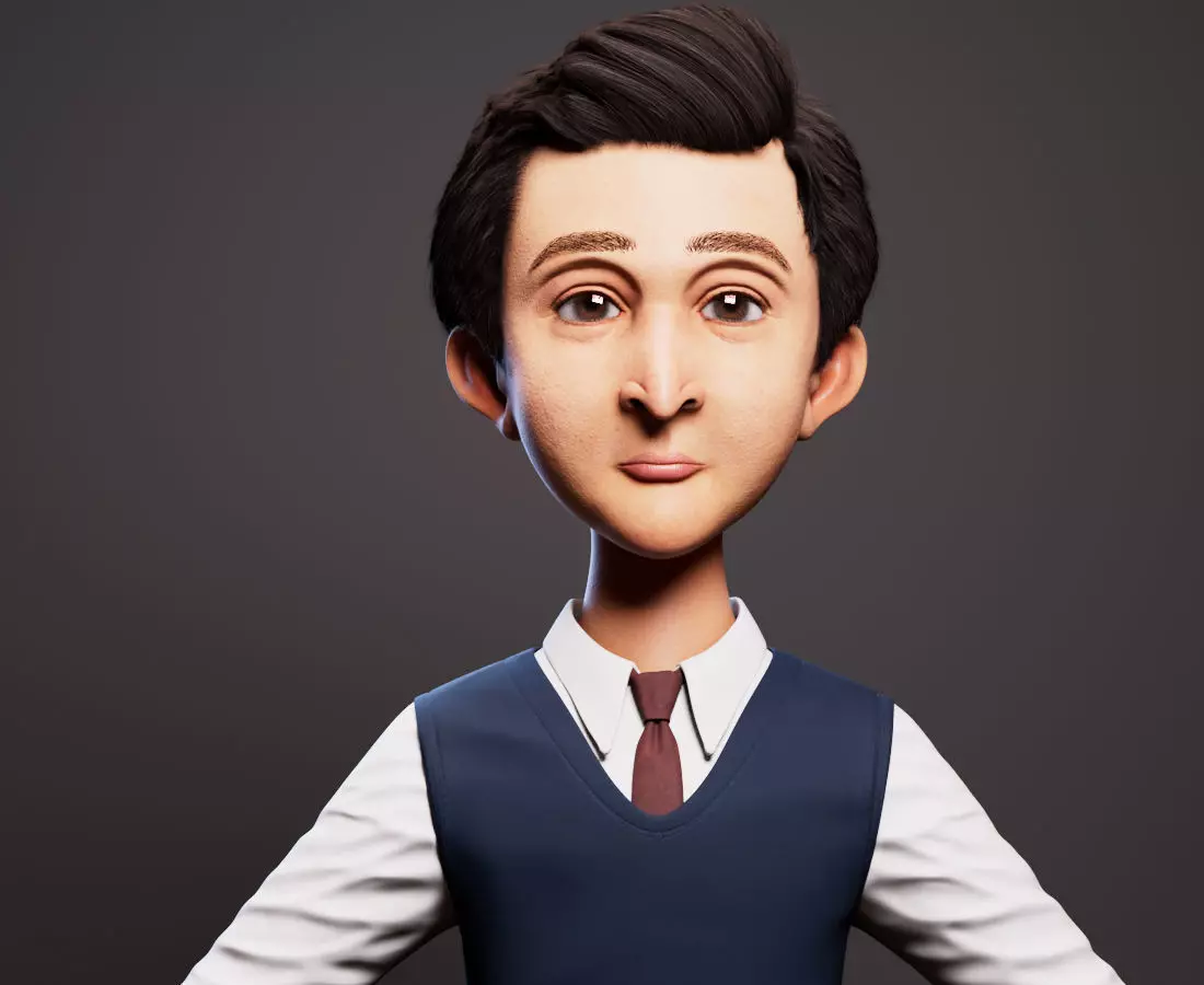 stylized cartoon character Low-poly 3D model_7