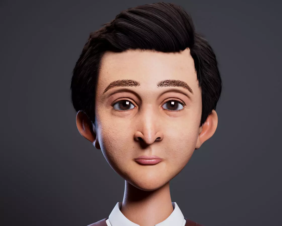 stylized cartoon character Low-poly 3D model_0