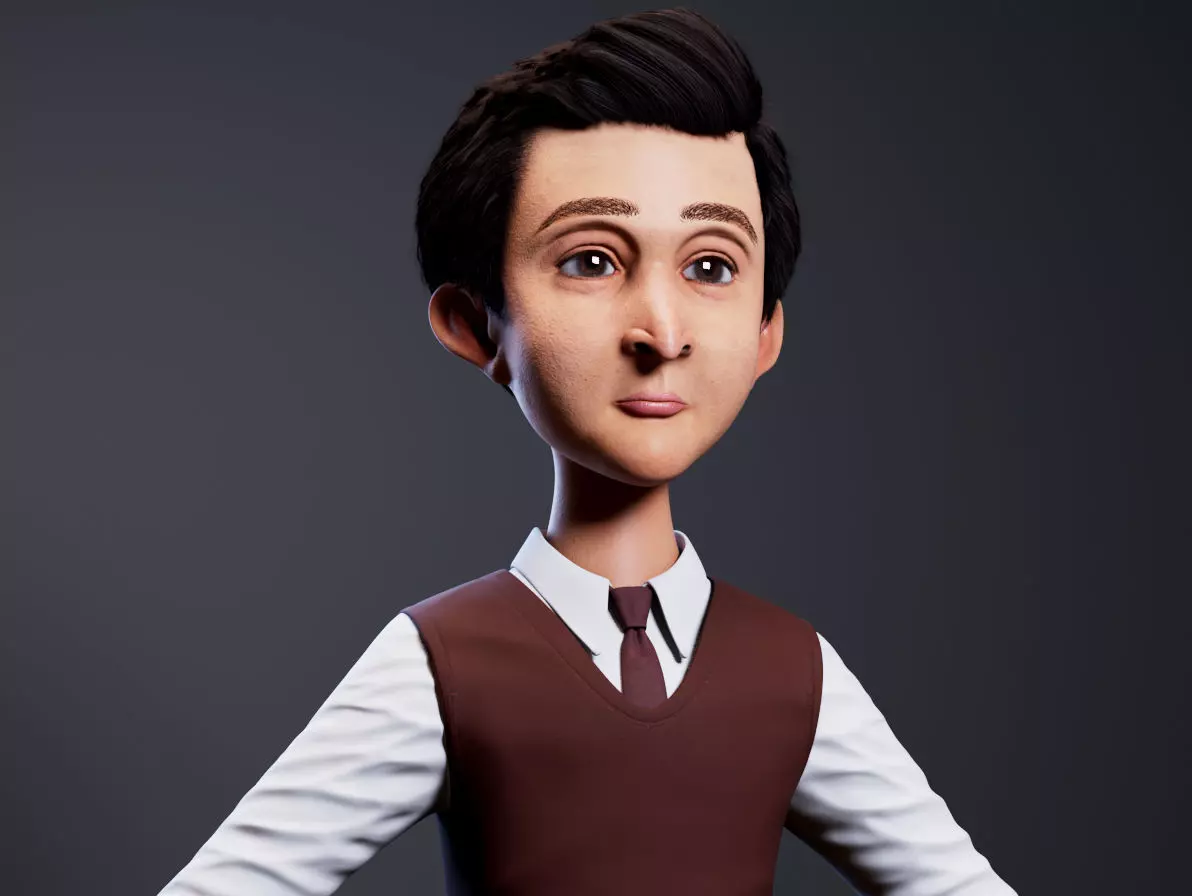 stylized cartoon character Low-poly 3D model_4