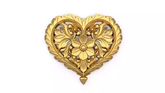 Heart decorative ornament onlay cnc 3d printing stl 03