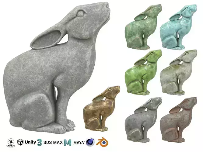 Rabbit statue Low-poly 3D model