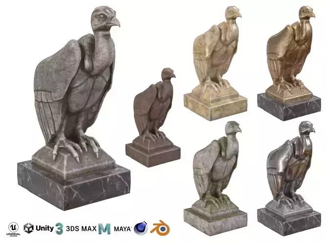 Vulture statue Low-poly 3D model