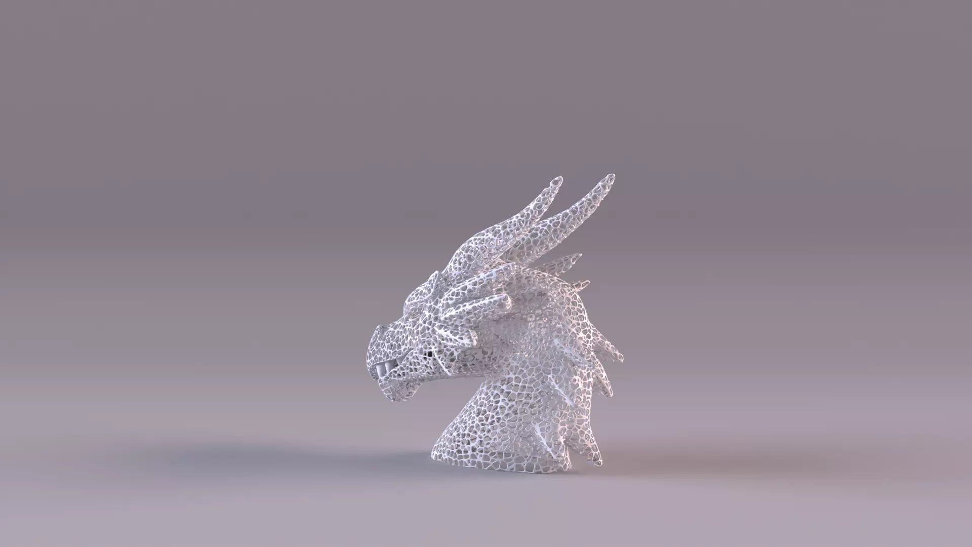 Voronoi Dragon Head Sculpture Lattice Art STL Printable 3D print model_17