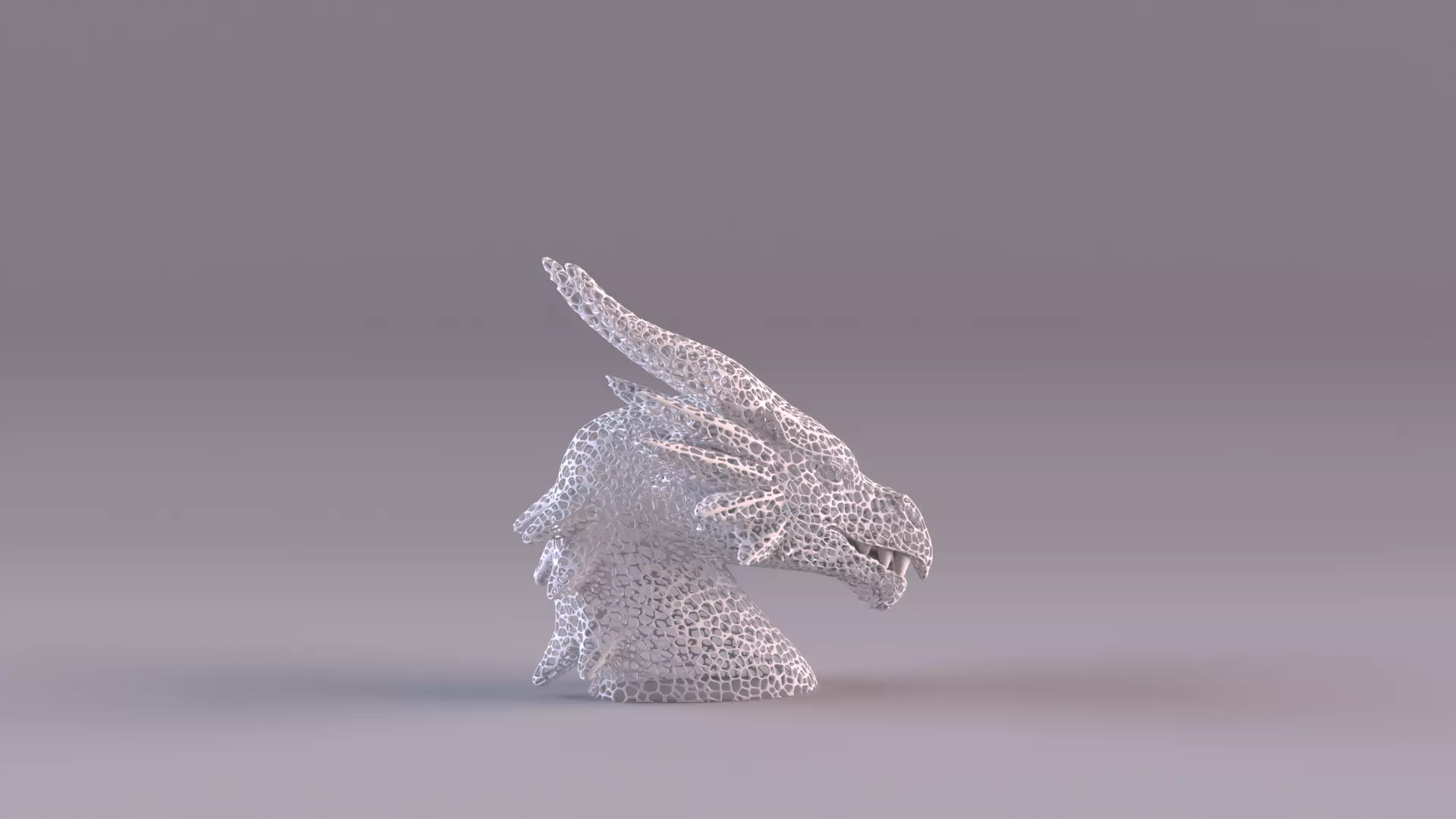 Voronoi Dragon Head Sculpture Lattice Art STL Printable 3D print model_20