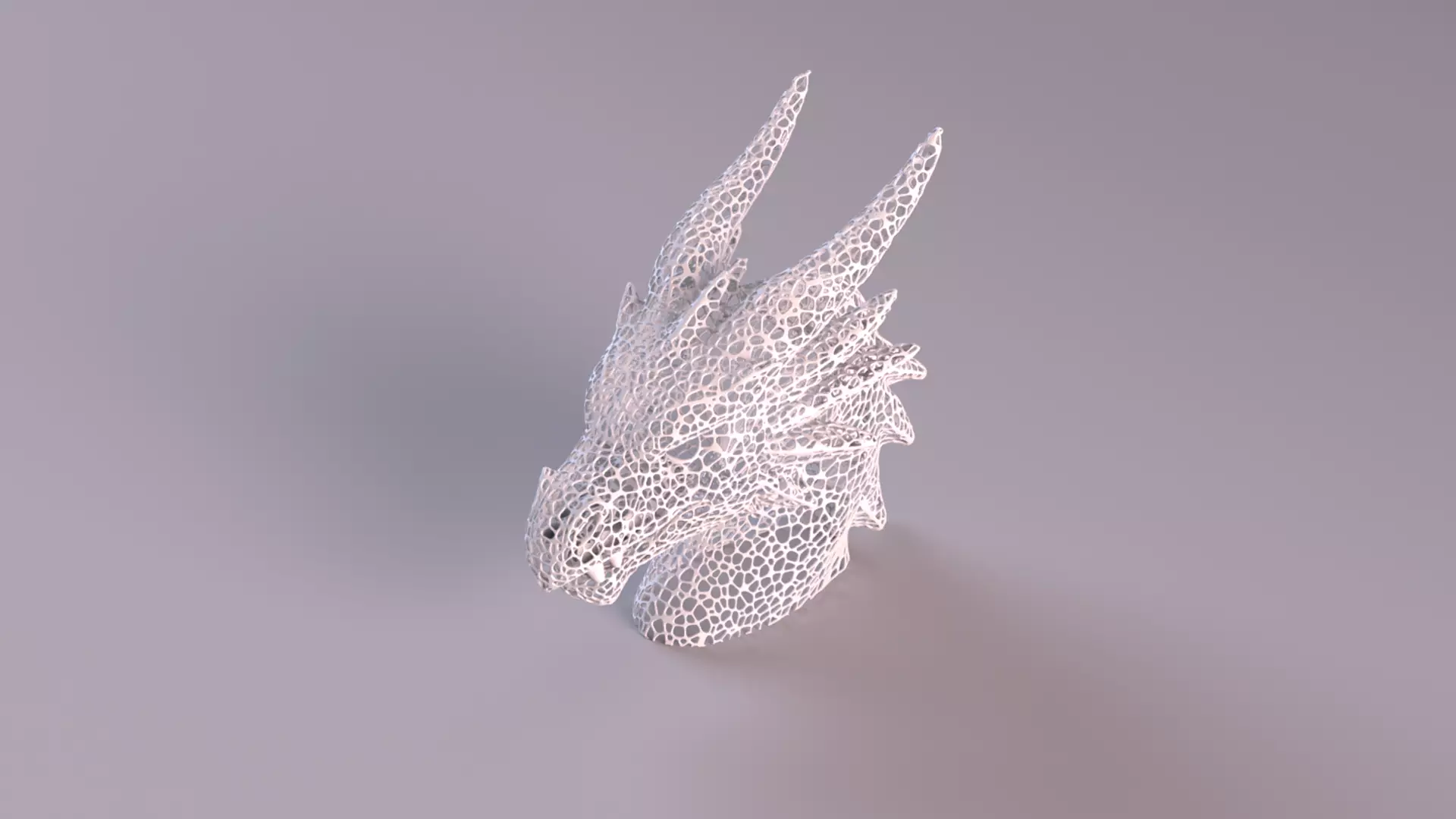 Voronoi Dragon Head Sculpture Lattice Art STL Printable 3D print model_6