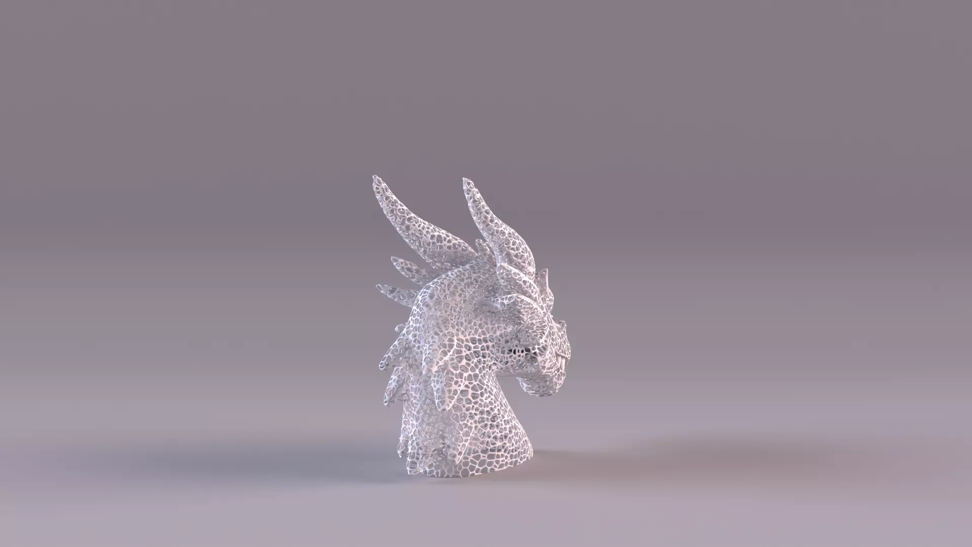 Voronoi Dragon Head Sculpture Lattice Art STL Printable 3D print model_19
