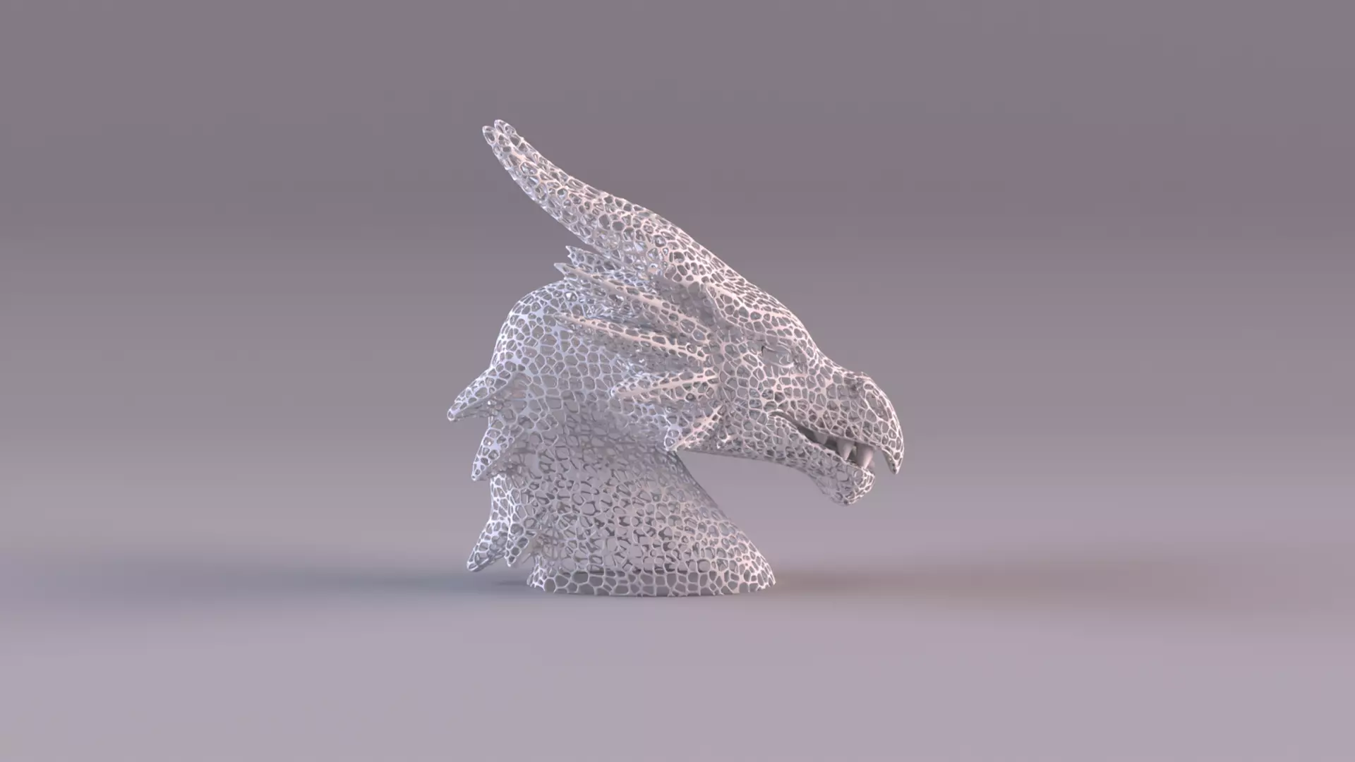 Voronoi Dragon Head Sculpture Lattice Art STL Printable 3D print model_5