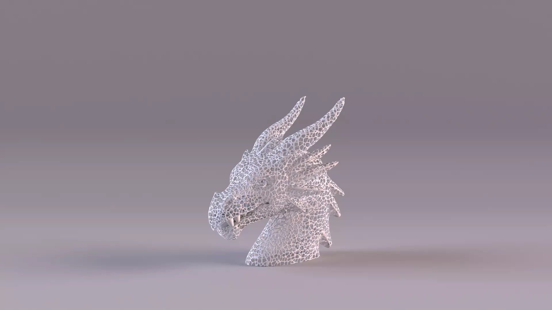 Voronoi Dragon Head Sculpture Lattice Art STL Printable 3D print model_15