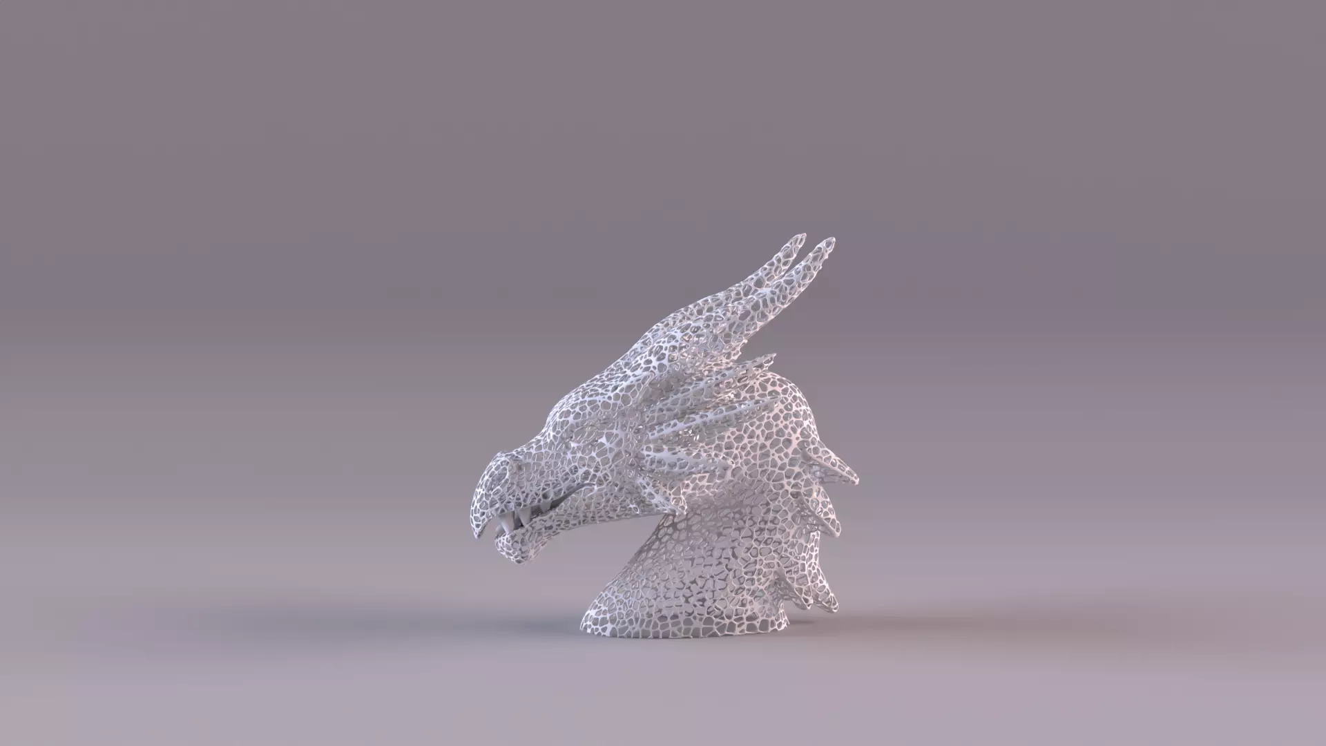Voronoi Dragon Head Sculpture Lattice Art STL Printable 3D print model_16