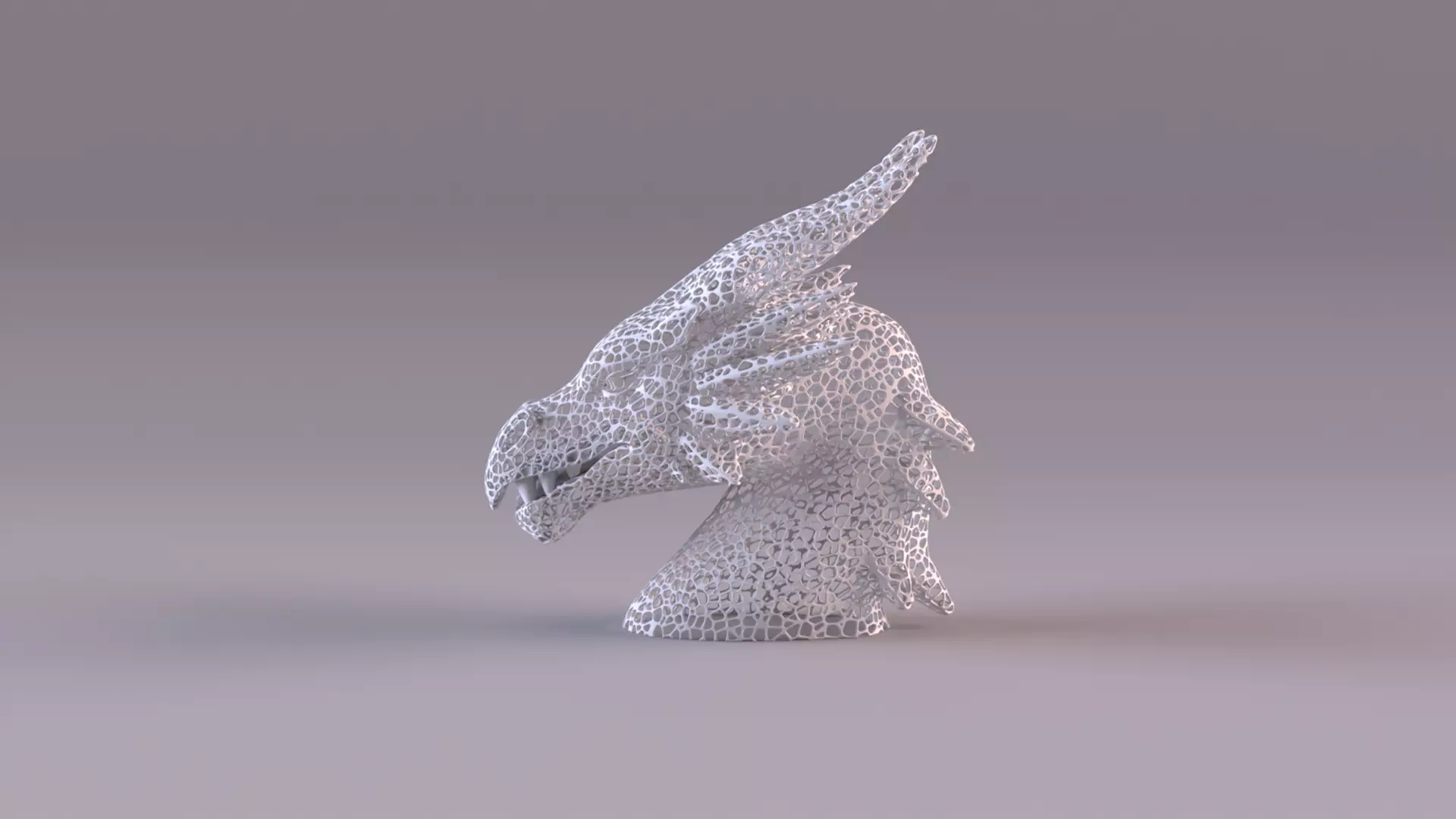 Voronoi Dragon Head Sculpture Lattice Art STL Printable 3D print model_2