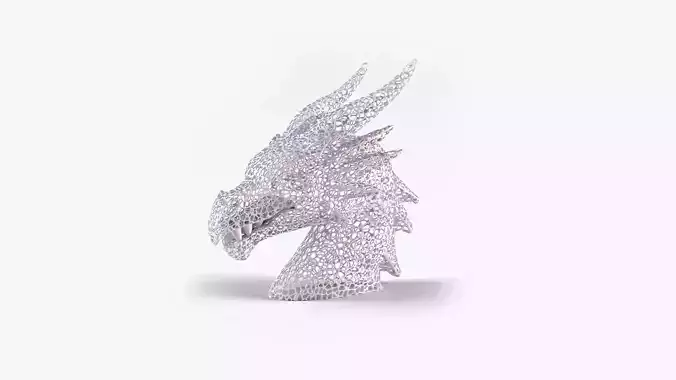 Voronoi Dragon Head Sculpture Lattice Art STL Printable 3D print model