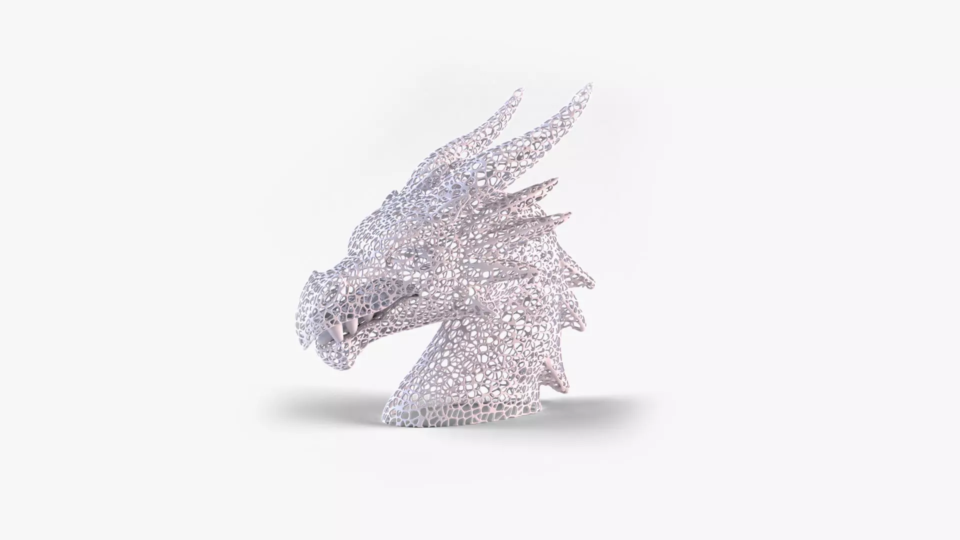 Voronoi Dragon Head Sculpture Lattice Art STL Printable 3D print model_0