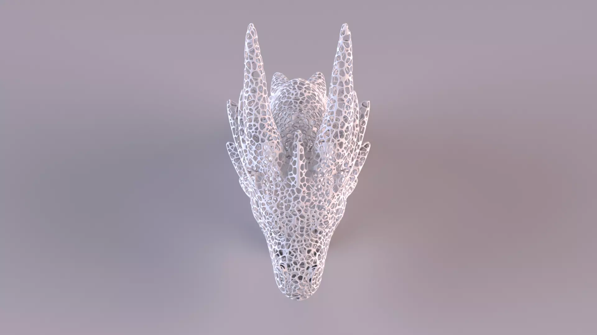 Voronoi Dragon Head Sculpture Lattice Art STL Printable 3D print model_8