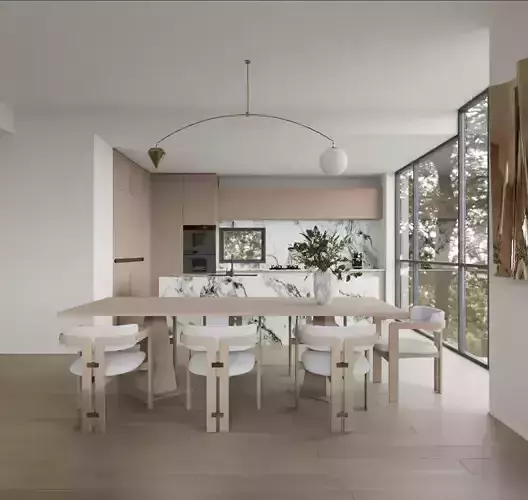 Living room and dining room 3D model