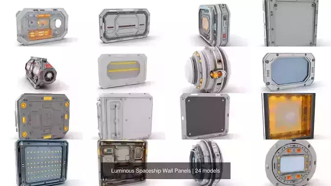 Luminous Spaceship Wall Panels 3D Model Collection