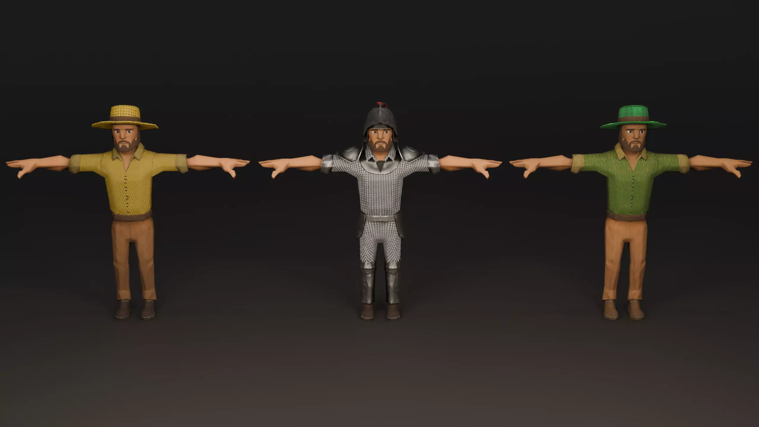 Medieval Workers Pack  6 Characters  6 Props Low Poly Stylized Low-poly 3D model_1
