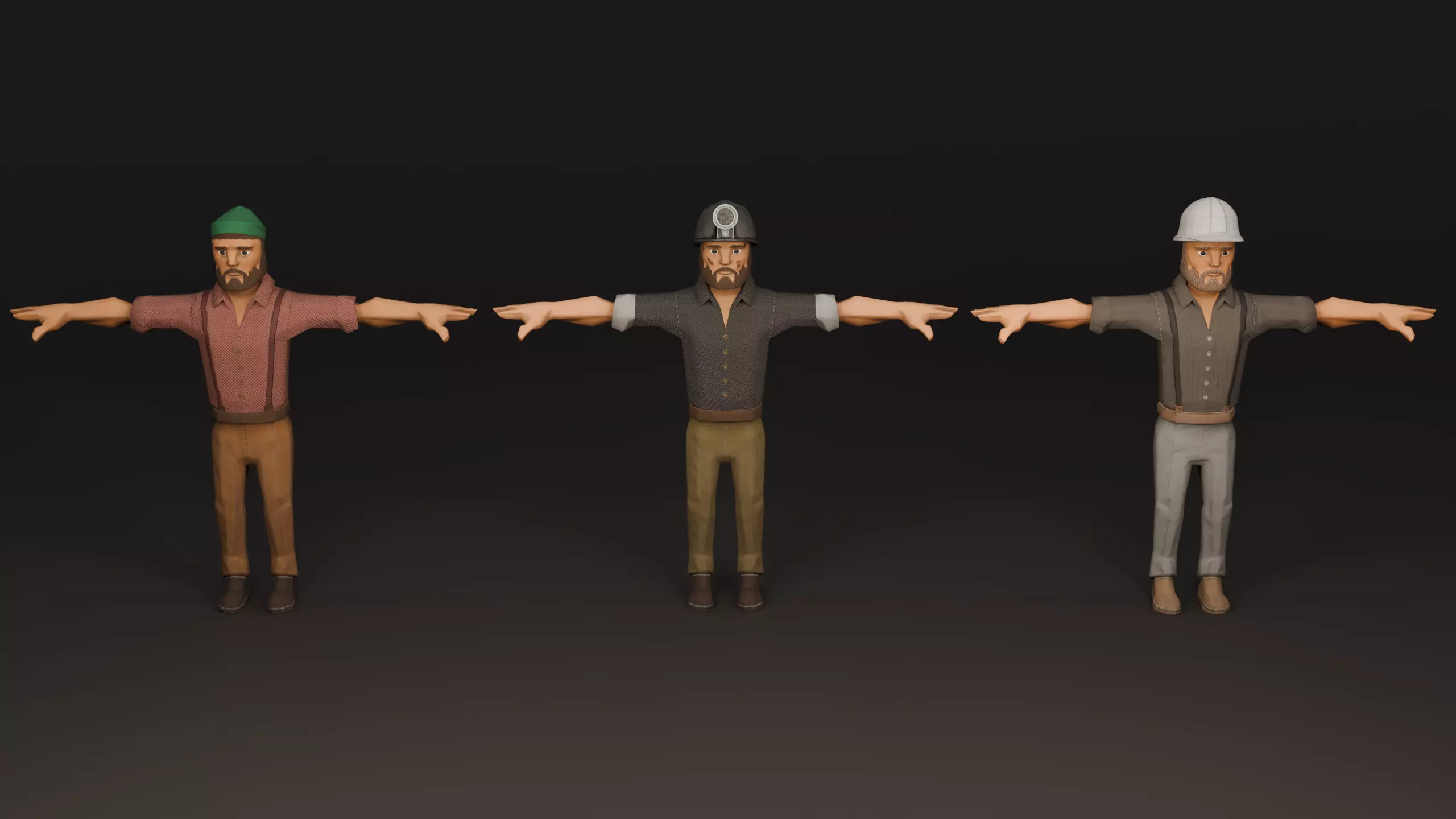 Medieval Workers Pack  6 Characters  6 Props Low Poly Stylized Low-poly 3D model_2