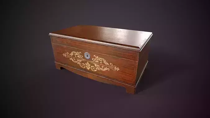 Vintage Wooden Chest Low-poly 3D model