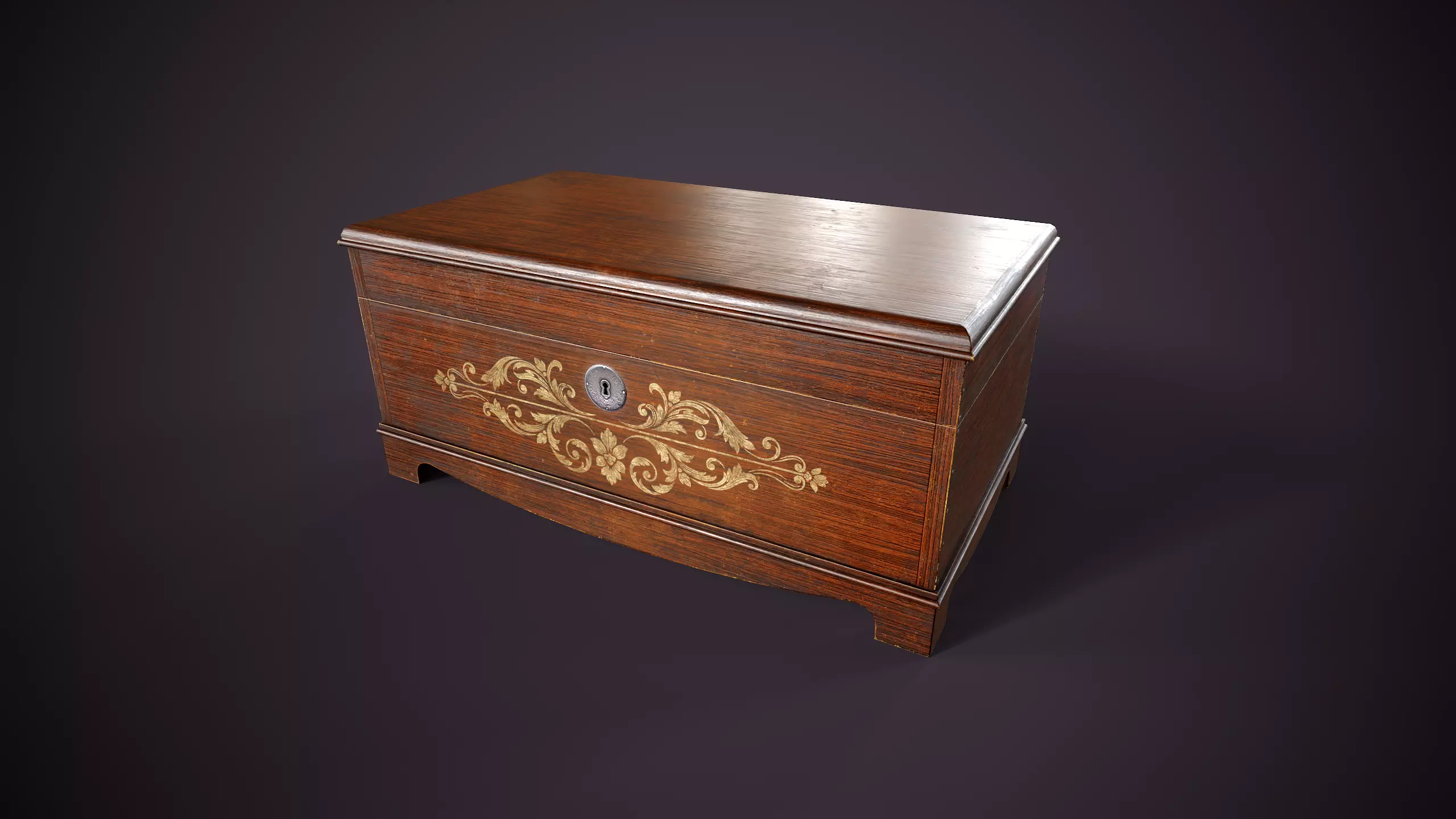 Vintage Wooden Chest Low-poly 3D model