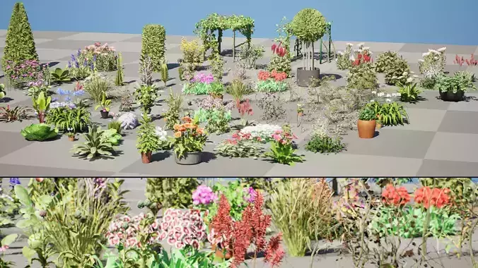 Realistic Garden and Forest Foliage Pack Low-poly 3D model