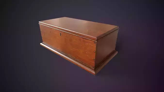 Vintage wooden chest 2 Low-poly 3D model
