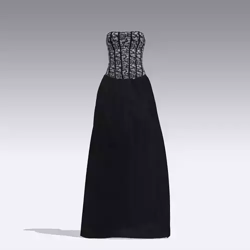 corset dress black  lace detail look  Low-poly 3D model