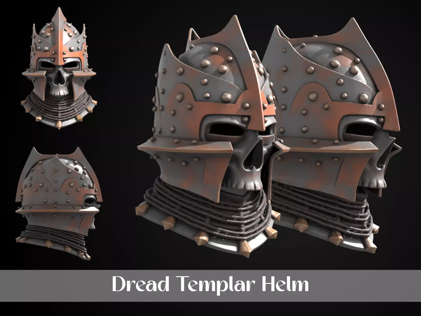 Stylized Medieval Helmet - Dread Templar 3D print model_0
