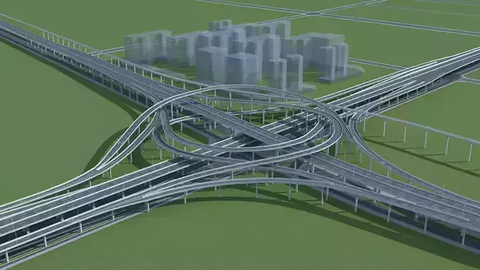Highway Viaduct flyover Low-poly 3D model