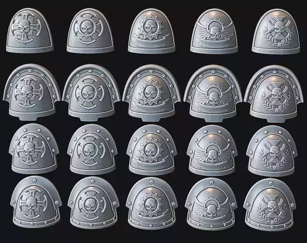 Skull Lieutenant Shoulder Pads set  3D print model