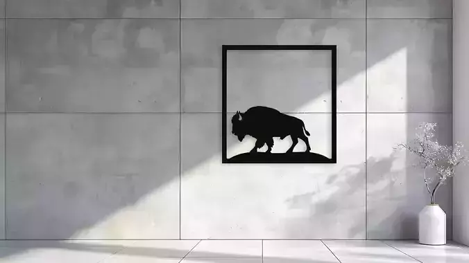 Majestic Bison Silhouette Wall Decor 3D model