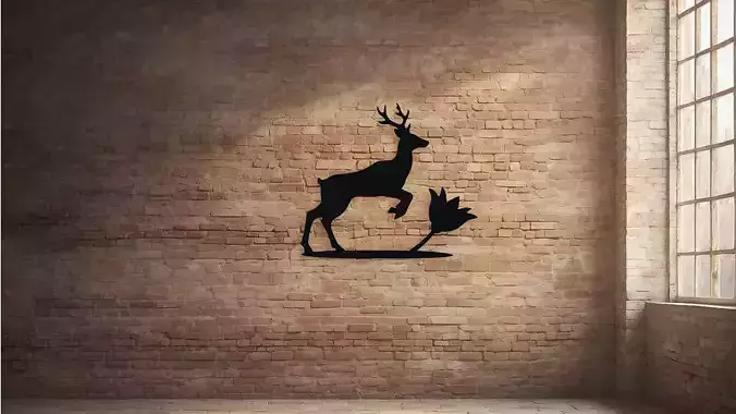 Leaping Deer with Flower Wall Decor