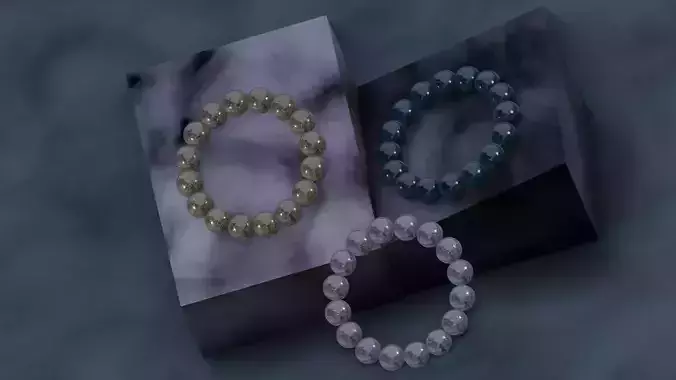 Nature Inspired Cracked Ice Glass Bracelet Set  3D Jewelry Model