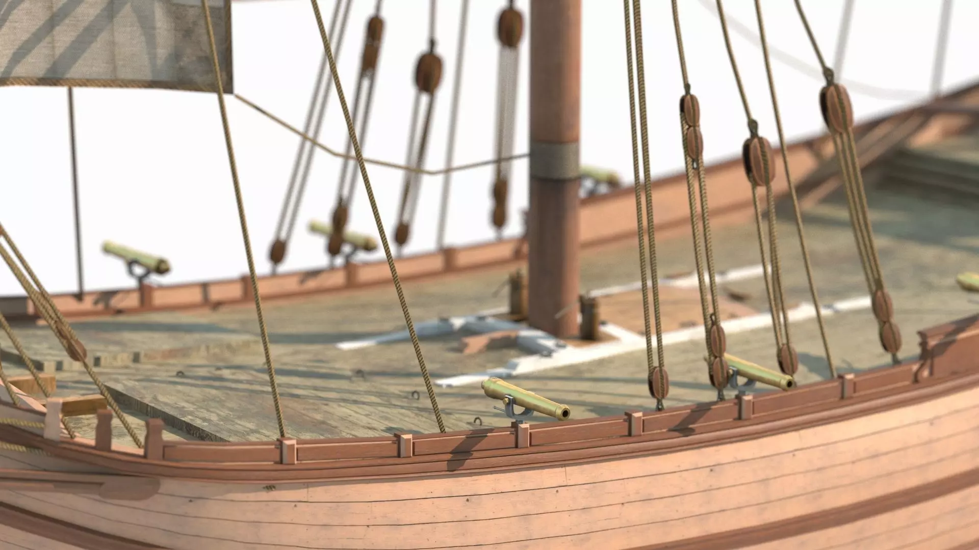 Medieval sailboats and warships 3D model_9